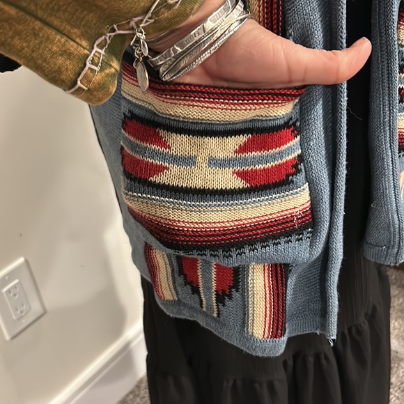 Chaps Western Aztec Pattern Tunic Sweater Vest - Picture 7 of 15